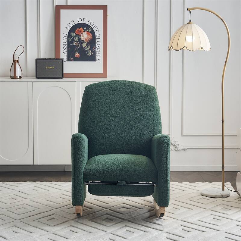 Teddy Fabric Rocking Chair With Adjustable Footrest