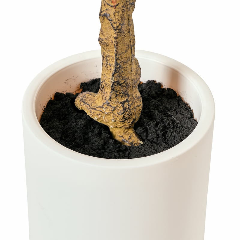 American Art Decor Artificial Faux Tree in White Tapered Ceramic Pot