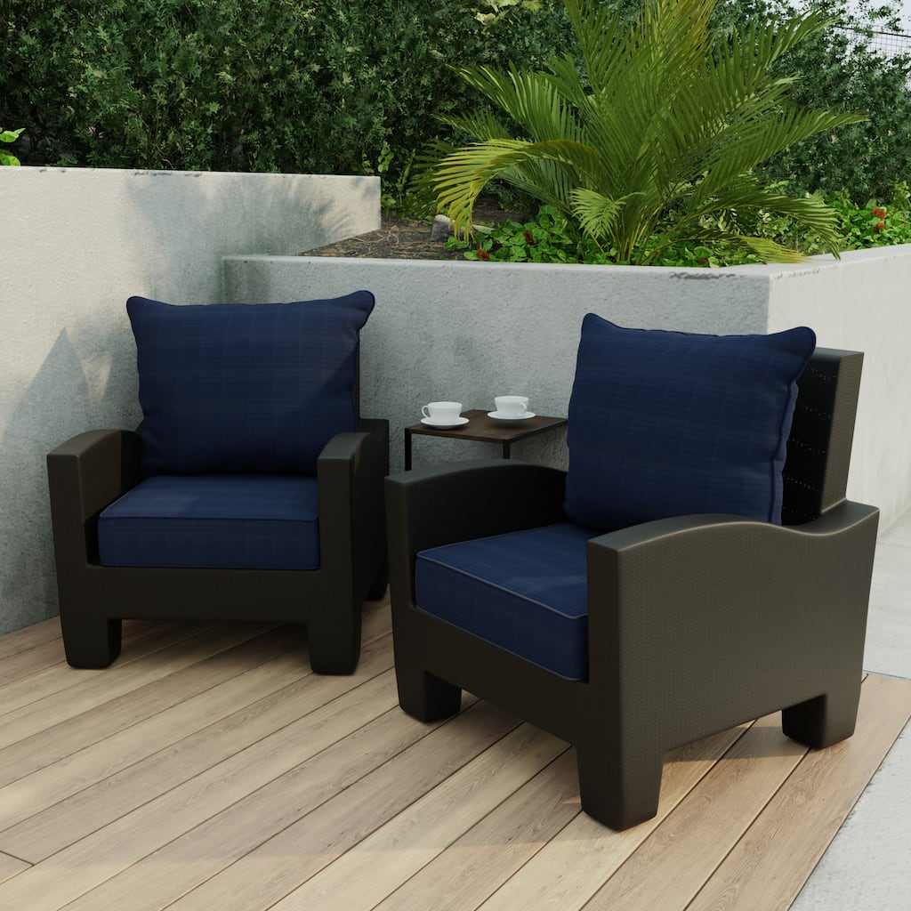 Sunbrella 24" x 47" Navy Solid Outdoor Deep Seat Cushion Set with Welt - 46.5'' L x 24'' W x 6'' H