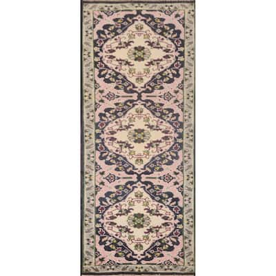 Pink Heriz Serapi Oriental Runner Rug Wool Carpet - 2'7"x 7'11"