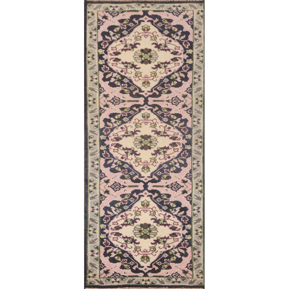 Pink Heriz Serapi Oriental Runner Rug Wool Carpet - 2'7"x 7'11"