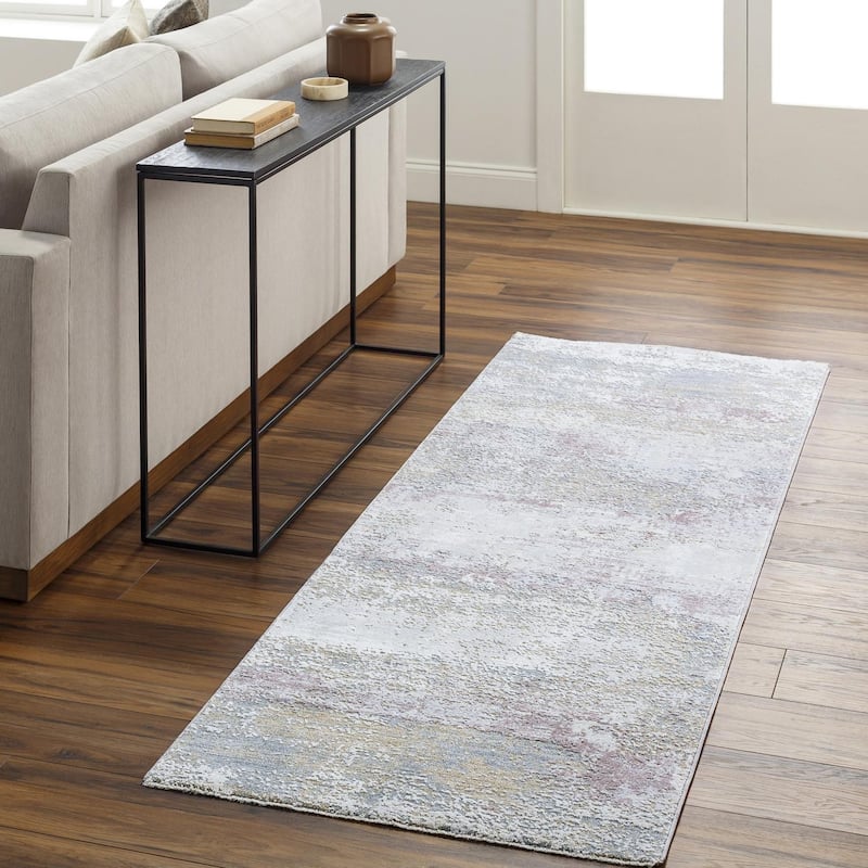 Livabliss Transitional Brunswick Abstract Area Rug - 2'7" x 7'3" - Dark Blue/Taupe