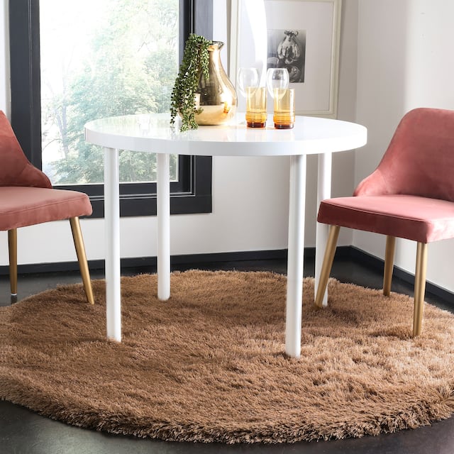 SAFAVIEH Handmade Venice Shag Djenka 3-inch Thick Rug - 6' x 6' Round - Taupe