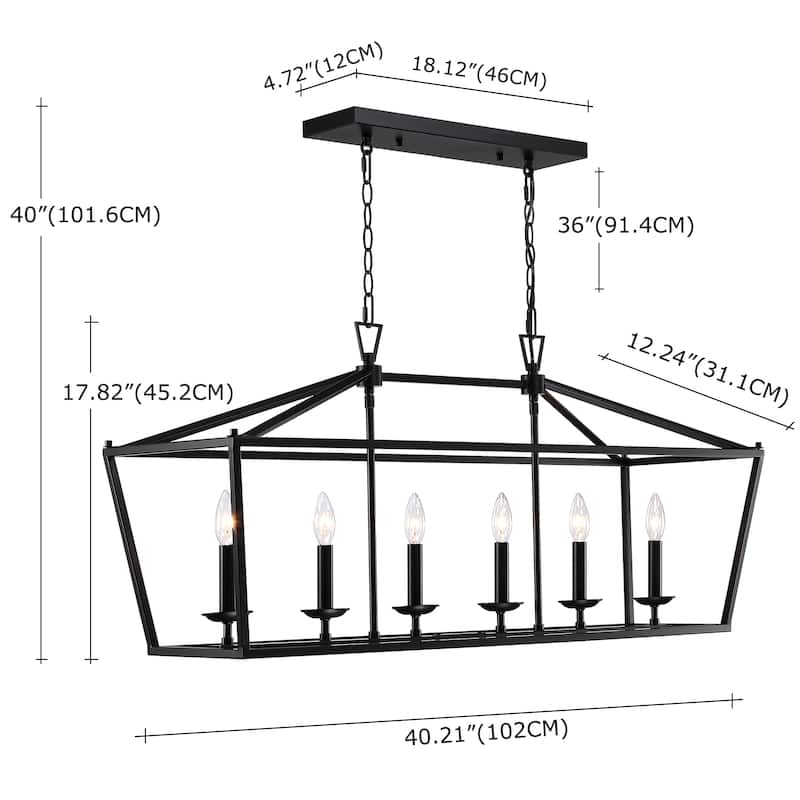 Hukuro 6-Light Matte Black Finish Modern Pendant Chandelier