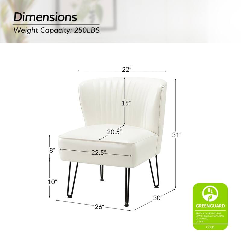 Donia Modern Faux Leather Armless Wingback Side Chair with Metal Legs Set of 2 by HULALA HOME
