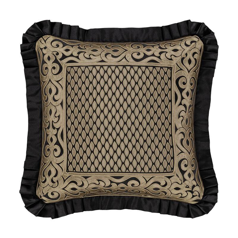 Bolero Black And Gold 20" Square Embellished Decorative Throw Pillow