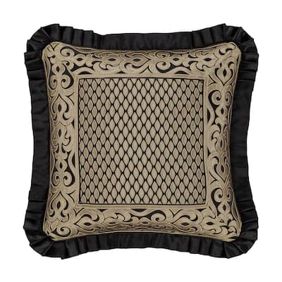 Bolero Black And Gold 20" Square Embellished Decorative Throw Pillow