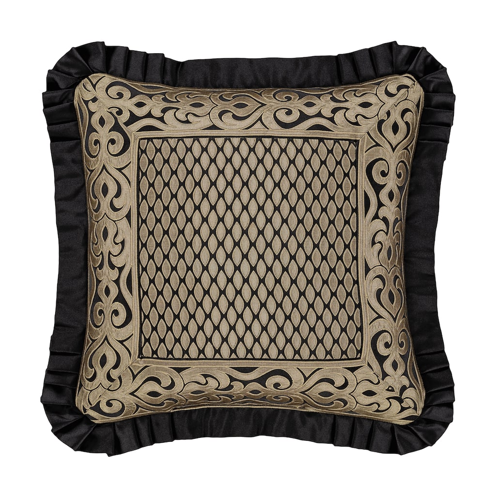J. Queen New York Bolero Black And Gold 20" Square Embellished Decorative Throw Pillow
