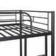 preview thumbnail 12 of 16, Black Twin over Twin Metal Bunk Bed with Fence & Ladder