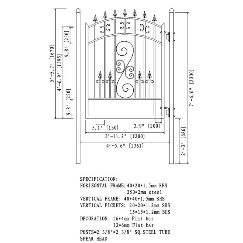 ALEKO Venice Style Steel Dual Driveway Gate 12 ft with Pedestrian Gate