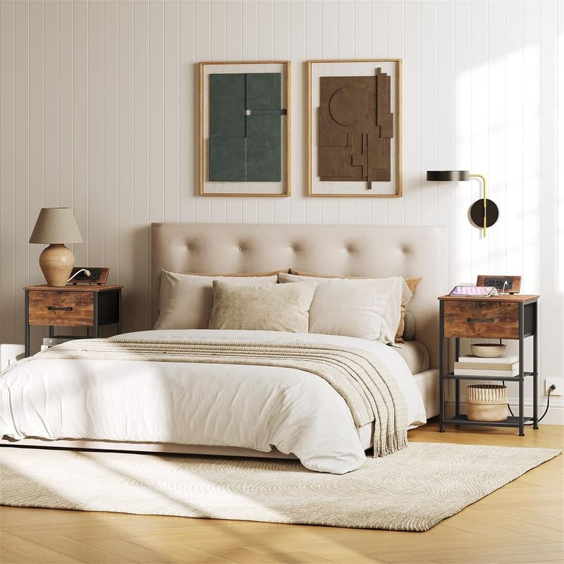 Nightstand with Charging Station End Tables with USB Ports Outlets