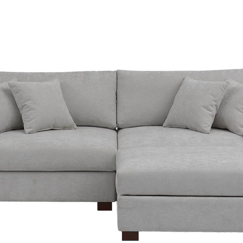 Oversized Chenille Modular Sectional Sofa Living Room Set with Ottoman