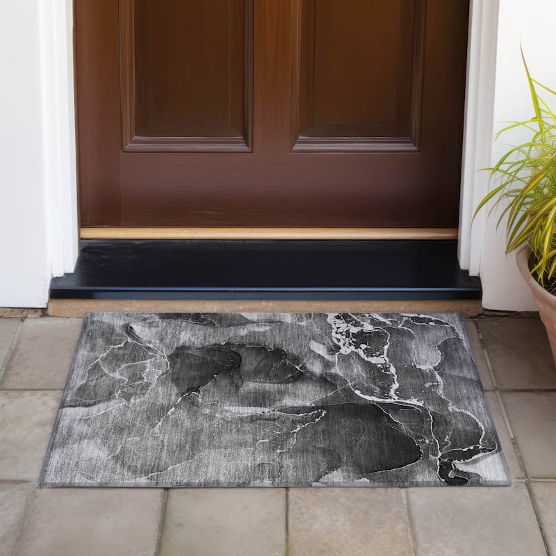 Baro Unique Abstract Weather Resistant Sleek Contemporary Outdoor Rug