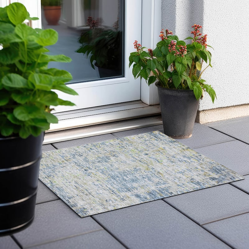 Machine Washable Indoor/ Outdoor Abstract Modern Chantille Rug