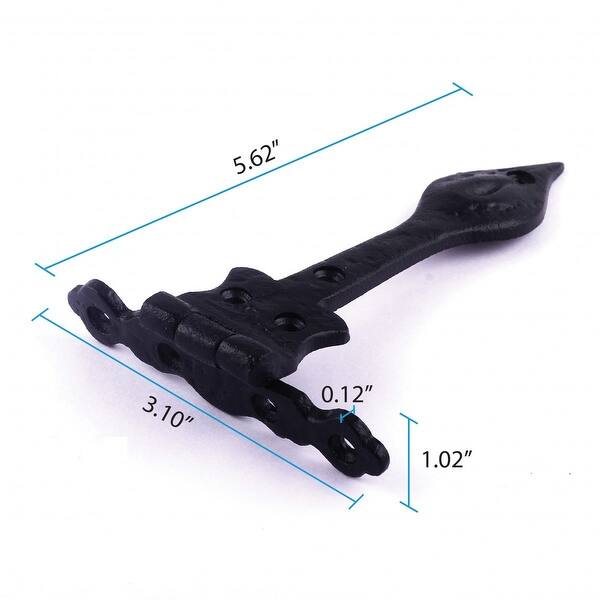 Strap Hinge 6" Black Wrought Iron Spear Tip Flush Mount Gate and Door