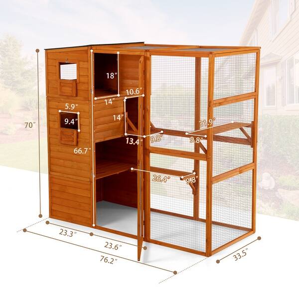Large 4-Tier Cat Enclosure, Outdoor Pet House with Waterproof Roof, Elevated Platforms for Cats and Small Animals