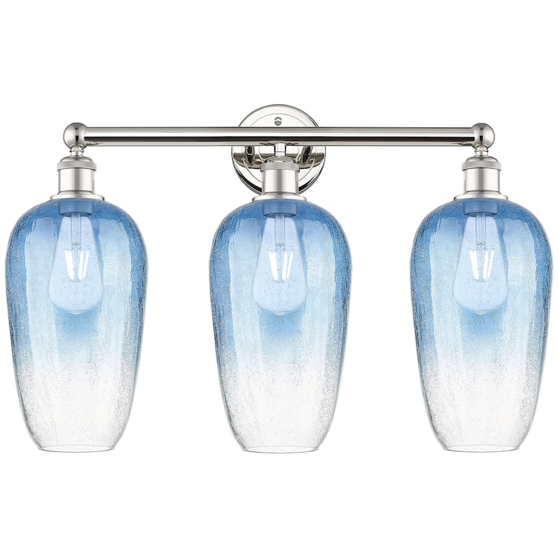 Innovations Lighting 616-3W-18-25 Brookhaven Flute Vanity Brookhaven - Polished Nickel / Sapphire Blue