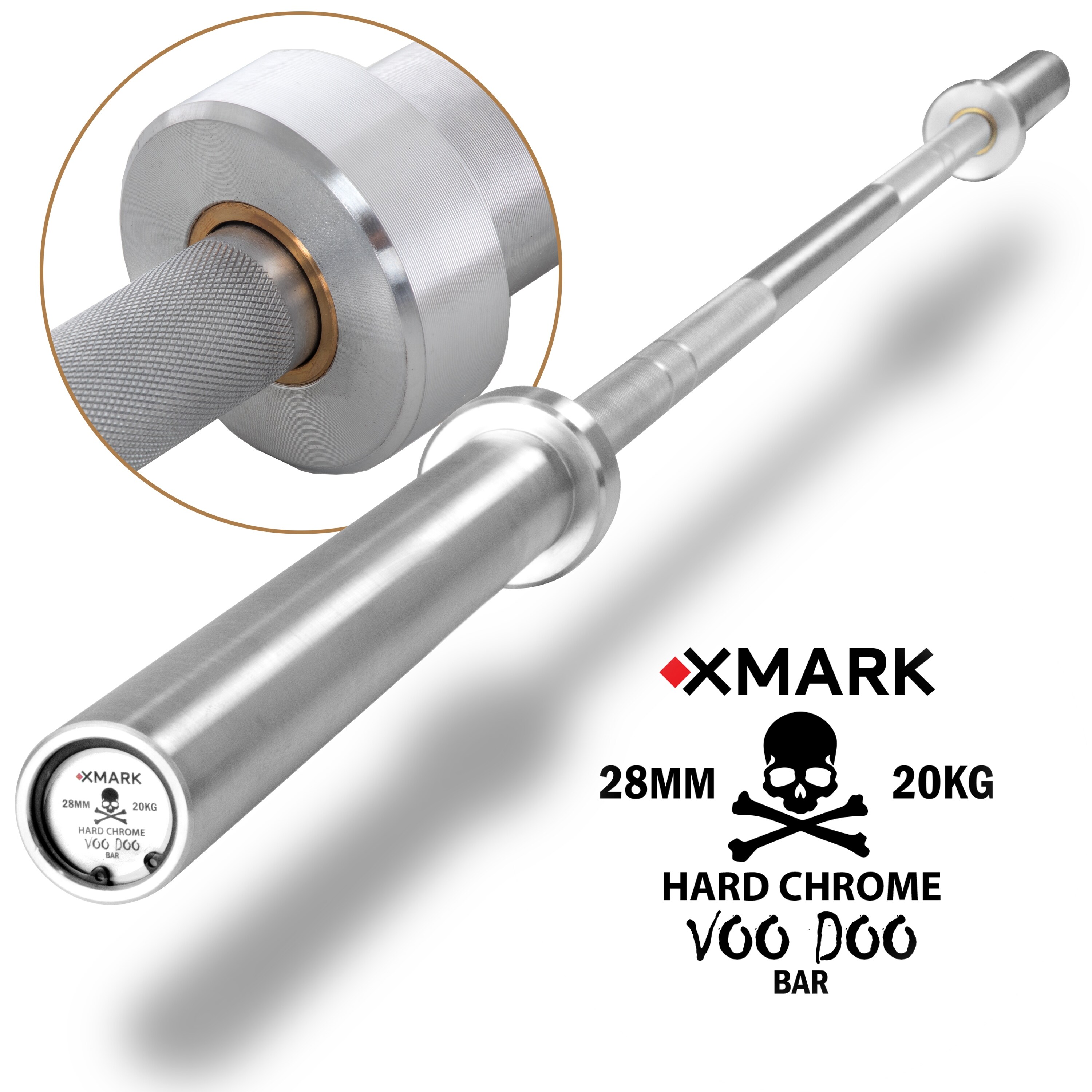 XMark VOODOO CHROME 7 Olympic Bar 1500 lb Weight Cap 28 MM Grip