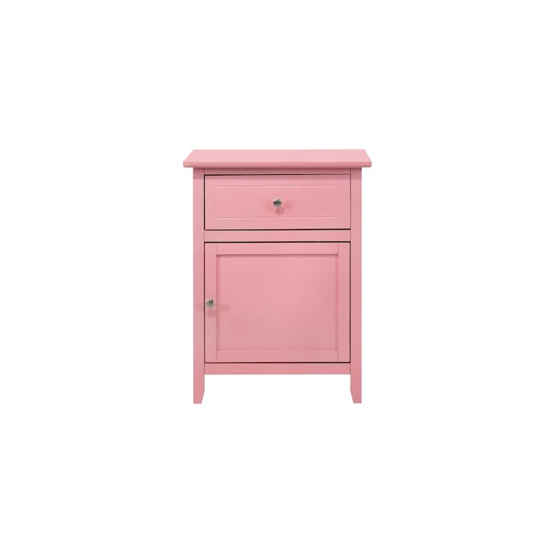 Pink Nightstand 25x19x15 Transitional Bedside Table with Three Spacious Drawers, Compact Storage for Bedroom Decor Use