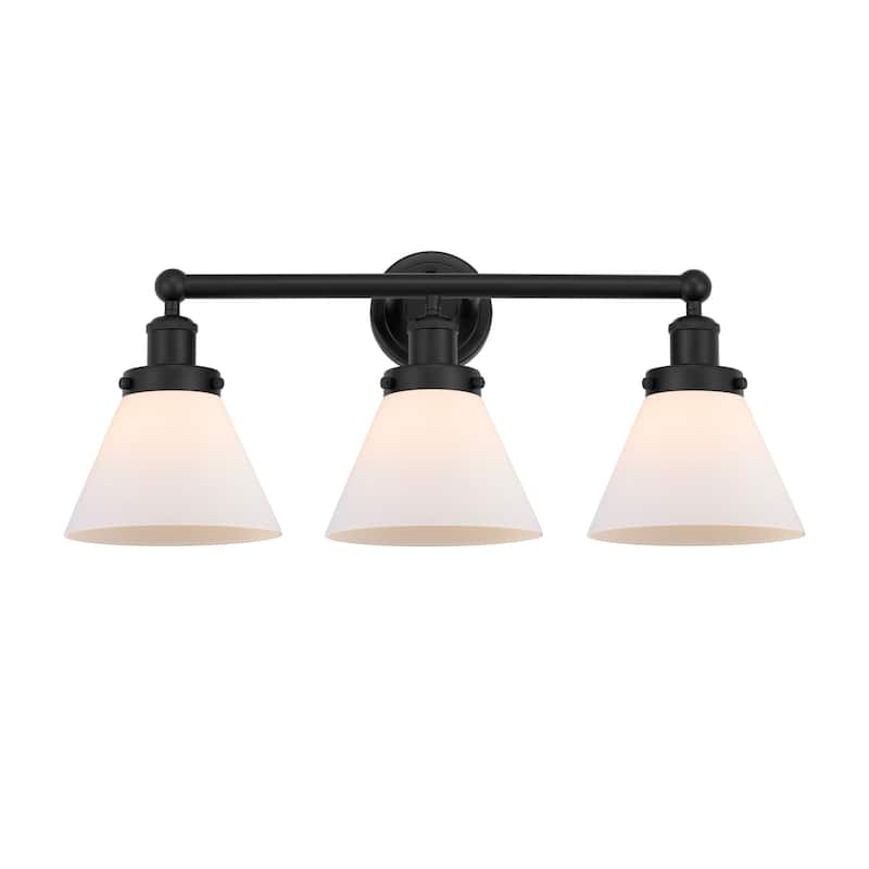 Innovations Lighting 616-3W-12-26 Cone Vanity Cone 3 Light 26" Wide - Matte Black / Matte White