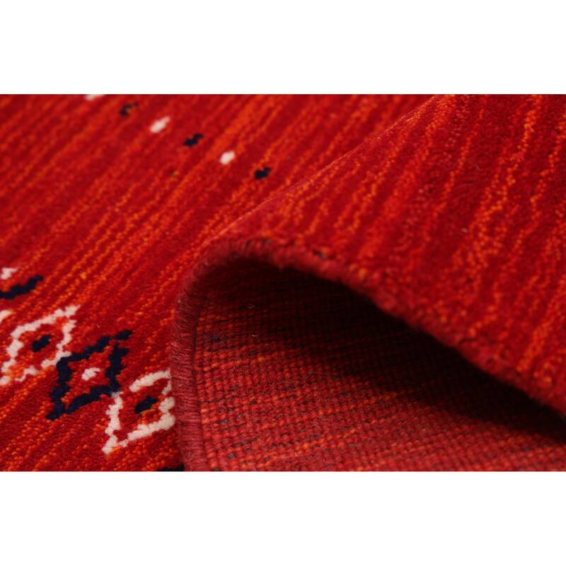 ECARPETGALLERY Hand Loomed Kashkuli Gabbeh Red Wool Rug - 4'0 x 5'7