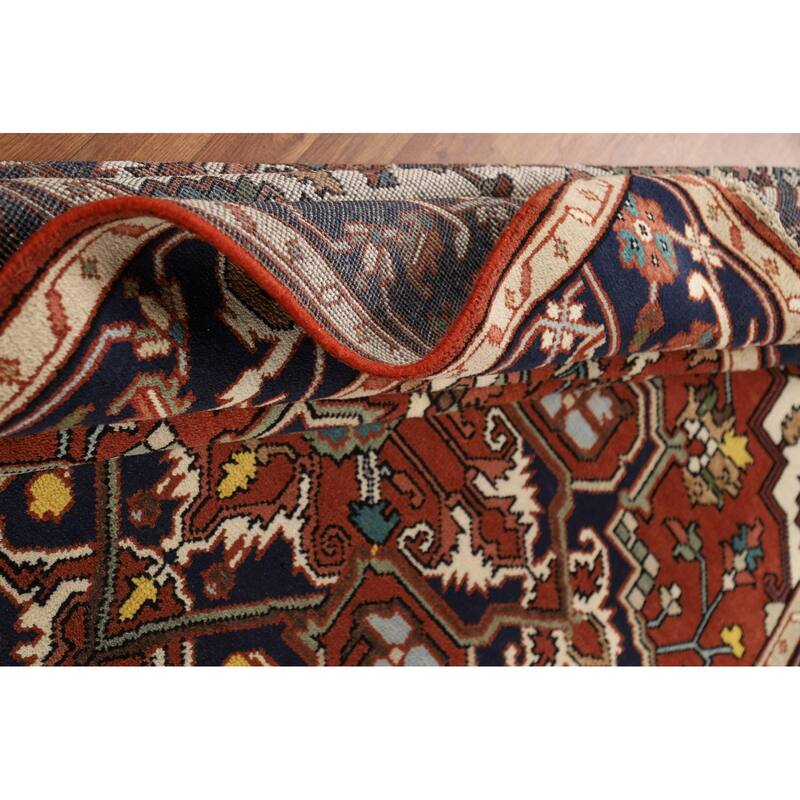 Orange Heriz Serapi Indian Area Rug Handmade Wool Carpet - 7'11"x 9'9"