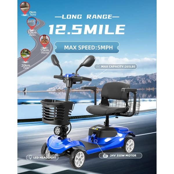 slide 2 of 28, Folding Portable Mobility Scooter,Long-Range Battery Motorized Scooter for Seniors - N/A small blue