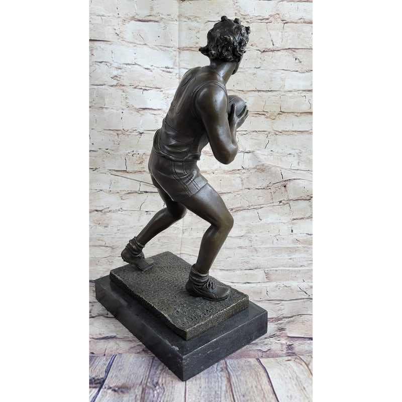 Rugby Football Player Athlete Bronze Statue Sculpture Trophy 15 Inches X 8 Inches