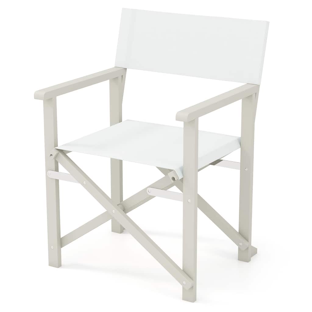 Gymax Folding Director Chair w/ Acacia Wood Frame & Machine Washable
