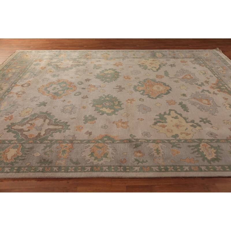 Floral Oushak Oriental Area Rug Handmade Wool Carpet - 9'2"x 11'9"