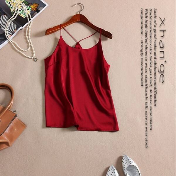 Shop Summer Autumn Style Imitation Silk Women Blouse Shirt Sexy