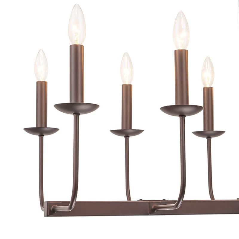 Farmhouse 10-Light Candle Iron Kitchen Island Linear Chandelier