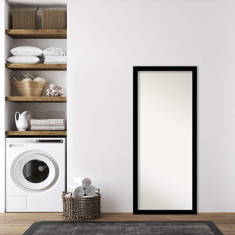Brushed Non-Beveled Framed Full-Length Floor Leaner Mirror - Brushed Black - Glass Size 24x60