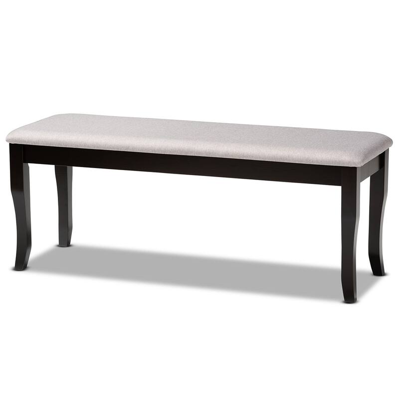 Cornelie Modern and Contemporary Transitional Fabric Upholstered and Dark Brown Finished Wood Dining Bench - Grey/Dark Brown