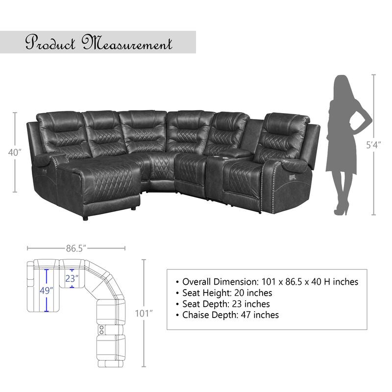 Lenci Modular Power Reclining Sectional Sofa with Left Chaise