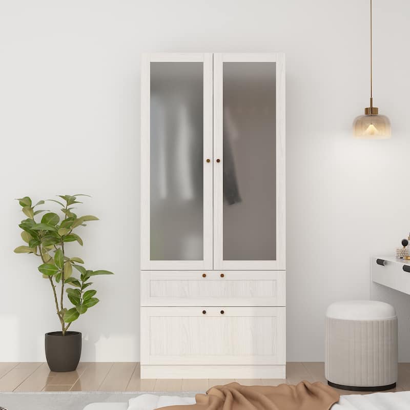Combo Large Frosted Glass Closet: Versatile Wardrobe Options Armoires