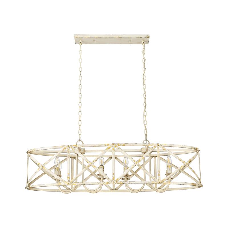 Golden Lighting Alcott 8-light Island Light in Antique Ivory - Gold