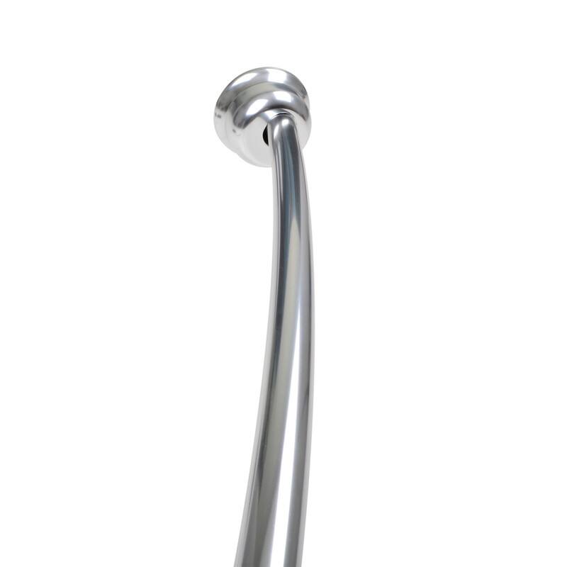 Utopia Alley Rustproof Wall Mounted Single Curved Shower Rod, Aluminum, 45" to 72" Wide, Includes Shower Rings and PEVA Liner