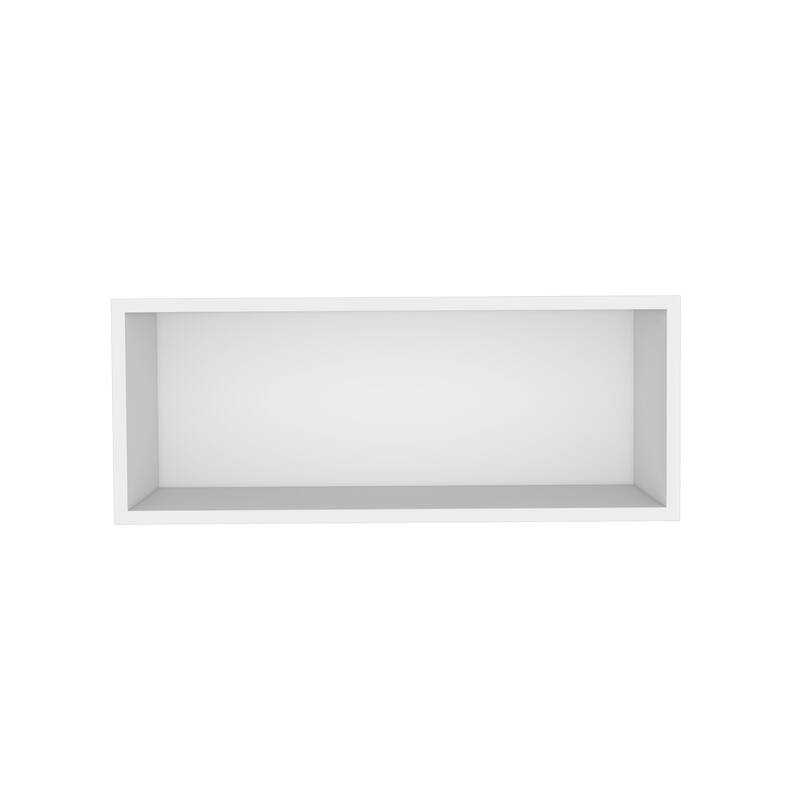 Hard Rock Wall Cabinet in Melamine with Open Storage, Black - White