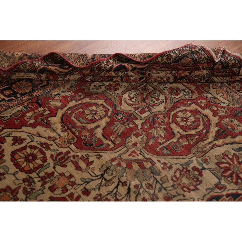 Pre-1900 Antique Kerman Ravar Persian Large Rug Handmade Wool Carpet - 10'5"x 16'1"