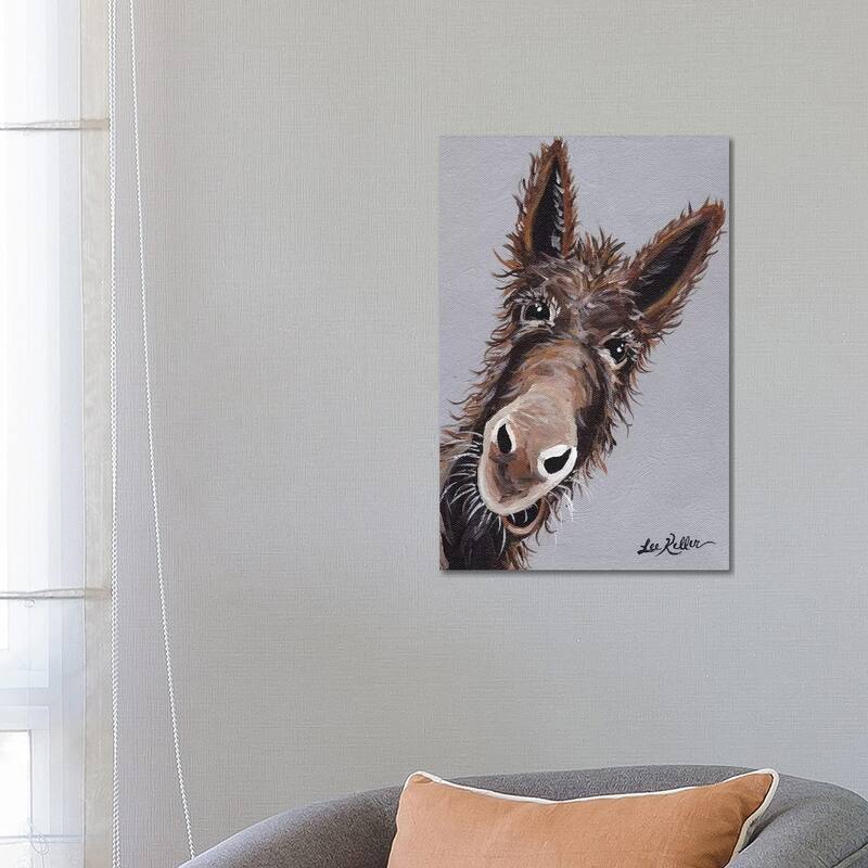 iCanvas "Rufus The Donkey On Gray" by Hippie Hound Studios Canvas Print - 26x18x1.5