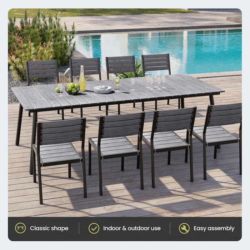 Crestlive Products Outdoor Rectangle Aluminum Dining Table with Umbrella Hole