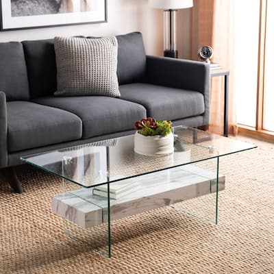 SAFAVIEH Kayley Modern Glass Coffee Table - 43.3" x 23.6" x 16.5"