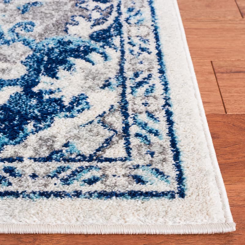 SAFAVIEH Tulum Luissa Bohemian & Eclectic Rug - 6'7" Square - Ivory/Blue