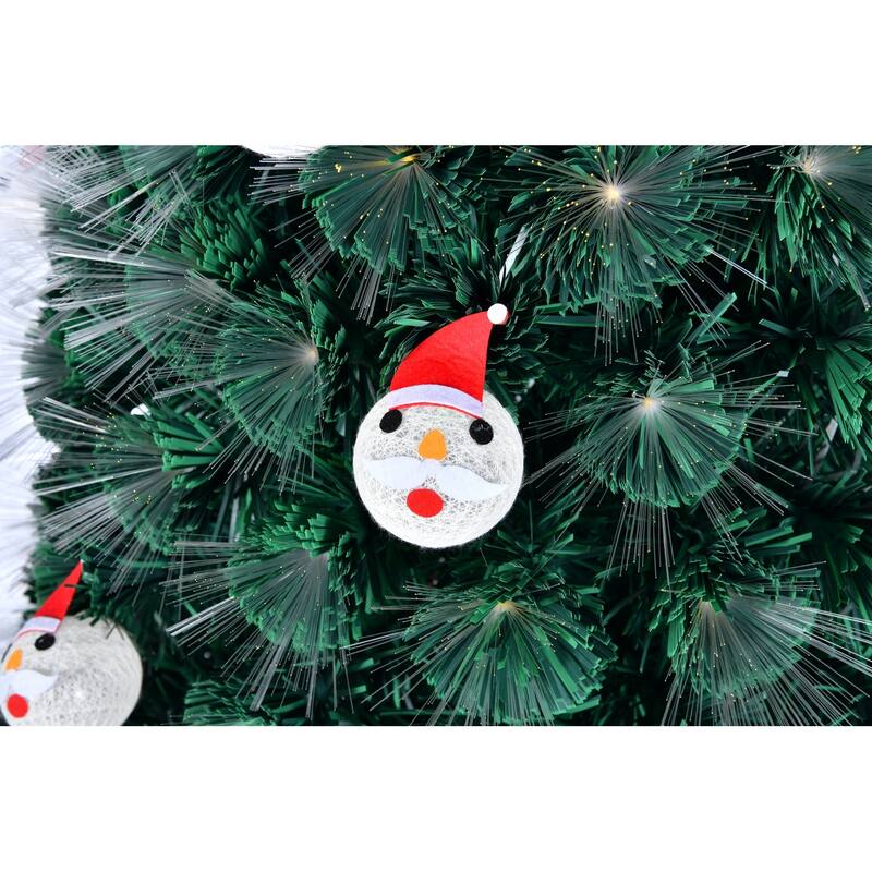 6 ft Pre Lit Fiber Optic Artificial Christmas Tree with Star Topper 8 Lighting Modes and Snowflake Ornaments
