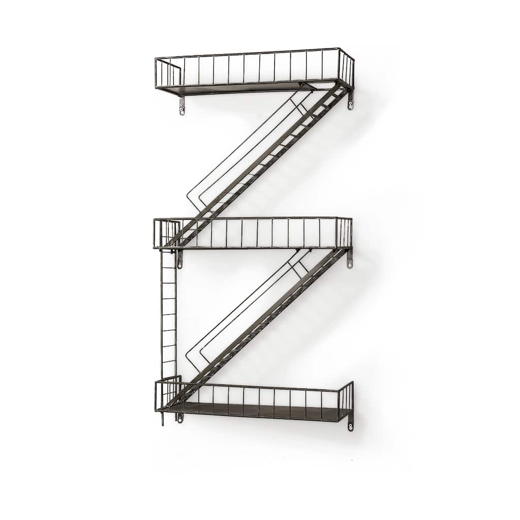 Gastown Wall-Mounted Fire Escape Shelf - 21.5"W x 7.3"D x 42.1"H