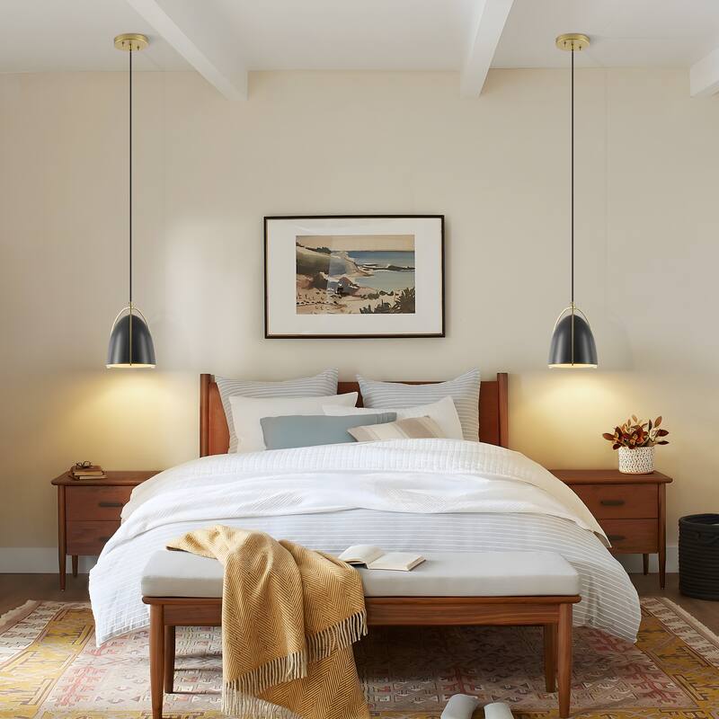 Starsky 1-Light Single Bell/Dome Pendant - Black&Gold