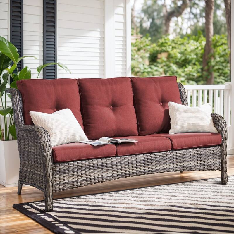 Gymojoy 6-Piece Outdoor Sofa & Chair Set with 4 Swivel Chairs, Fire Pit Table