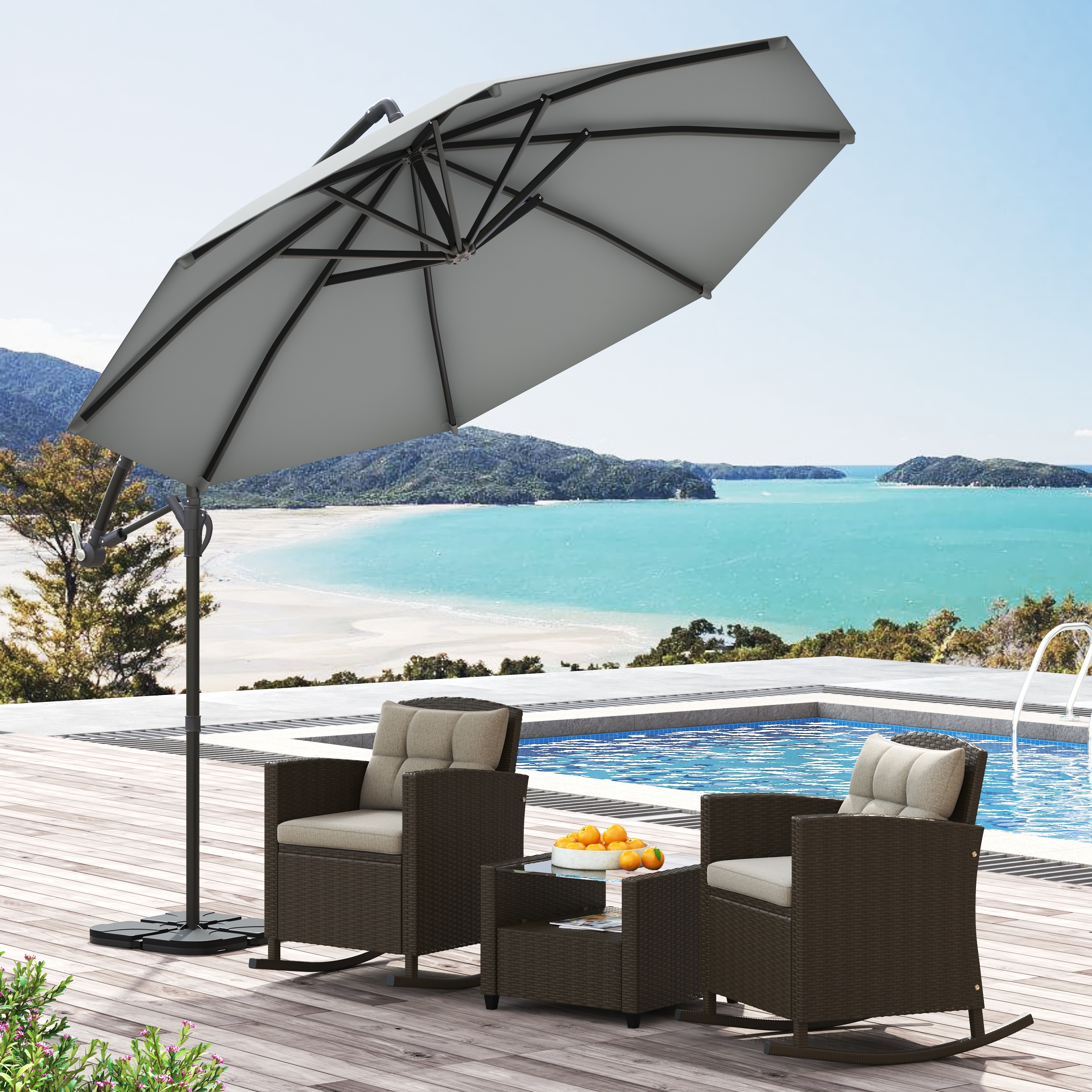 10 foot patio umbrella canopy Formosa Covers 10ft Cantilever Hanging 8 Rib Replacement Taupe Size Business & Pleasure Co. The