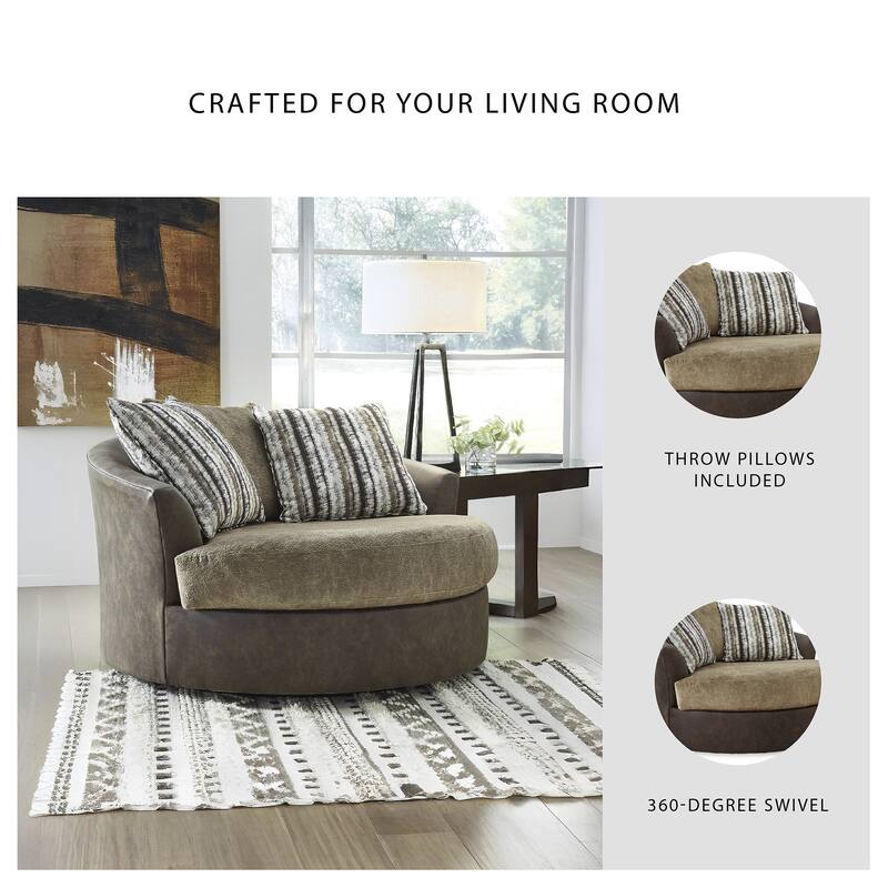 Signature Design by Ashley Alesbury Chocolate Oversized Swivel Accent Chair - 57"W x 56"D x 40"H